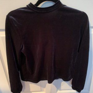 NWT Zara Crop Top Blue/Black/Grey Velour Top